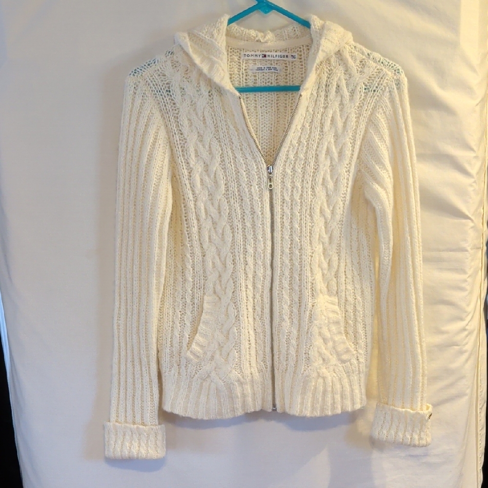 Tommy Hilfiger Women's Cream Hooded Cardigan